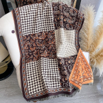 ka&scaron;myro imitacijos ilgas &scaron;alikas retro tūkstančio pauk&scaron;čių ra&scaron;to dvipusis ka&scaron;myro gėlės &scaron;alikas &scaron;iltas auk&scaron;tos klasės kutuotas &scaron;alis 185x65cm tamsiai ruda spalva