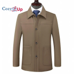 Vyri&scaron;kas trenčkotas, slim fit, viengubas atvartas, laisvalaikio ilgas &scaron;varkas, lengvas, atvartas, rudens vėjo striukė, paltas M chaki