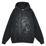 Japonų Anime Demon Slayer Rengoku Kyoujurou Grafinis Skalbtas Su Gobtuvu Vyri&scaron;kas Manga Auk&scaron;tos Kokybės Megztiniai Su Gobtuvu Harajuku Vyri&scaron;kas Medvilninis Džemperis M