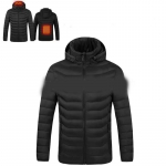 Vyri&scaron;kos &scaron;ildomos striukės Lauko paltas USB elektrinis akumuliatorius ilgomis rankovėmis &Scaron;ildomos striukės su gobtuvu &Scaron;ilti žieminiai terminiai drabužiai 6XL juoda