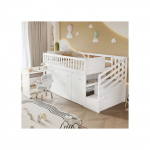 Dviauk&scaron;tė lova - Daugiafunkcinė - Balta - Integruotas ra&scaron;omasis stalas - Sandėliavimo spintelės - Sustiprintas saugumas