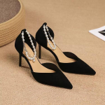 2025 Nauji Auk&scaron;tos Kokybės Madingi ir Eleganti&scaron;ki Auk&scaron;takulniai Vasariniai Sandalai Stiletto su Cirkonio ir Perlo Dekoru Seksualūs 42 beige