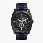 Fossil Machine Chronograph Juodas Ciferblatas Dviejų Tonų Plieninė Apyrankė Laikrodis Vyrams - FS5164