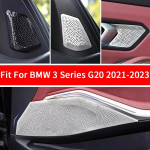 Skirta BMW 3 serijos G20 - Plieninė garsiakalbių apdailos dangtelis Automobilio durų garsiakalbių stereo dekoratyvinis dangtelis Inter handle Silvery