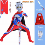 Baby Kids Helovinas Ultramanas Tiga Zero Belial Ginga Geed Cosplay kostiumas Vaikų berniukų vakarėlio kombinezonas Superherojai Kaukės Cape Ultraman Co-He 100-110cm