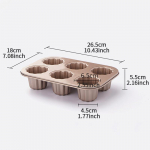 1 vnt. 6/12 pasirinkimo puodelis Rožinio aukso Canele forma su nelimpančia danga Anglies plieno medžiaga Gėlių forma Canel&eacute; keksiukų forma gray