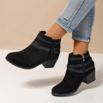 Moteri&scaron;ki platūs zom&scaron;iniai Martin batai, su sagtimi ir &scaron;oniniu užtrauktuku ankle boots, stambiu kulnu iki pusės blauzdų moterims 39 juoda