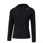 Under Armour Vėjui atsparus Vandeniui atsparus Fitneso Treniruočių Su Gobtuvu Ilgomis Rankovėmis Bėgimo Striukė Moterims striukės 6009542-001 L black
