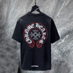 8241 CHROME HEARTS 2026 Vasaros Naujas Auk&scaron;tos Kokybės Medvilninis Apvaliu Kaklu Laisvas Didelio Dydžio Vyri&scaron;kas ir Moteri&scaron;kas Mar&scaron;kinėlis Pora Mar&scaron;kinėlis S juoda