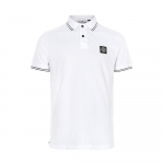 Stone Island SS25 Logotipo Slim Fit Polo Mar&scaron;kinėliai Vyri&scaron;ki Vir&scaron;utiniai Drabužiai Balti K1S1522002-SCS0018-V1001 S
