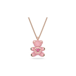 Swarovski Teddy serijos putojančio me&scaron;kiuko &scaron;irdelės formos moteri&scaron;kas vėrinys su rožinio aukso auskaru 5642976 Box (Random Color)