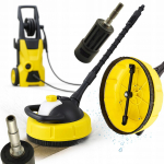 Rosfix HydroBrush T-Racer &ndash; Besisukantis &scaron;epetys su dozatorium | Rinkinys su QC adapteriu | Skirtas trinkelėms, terasoms, fasadams | Suderinamas su Karcher K1&ndash;K7