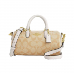 Coach Signature drobės ir odos mini Rowan statinės formos rankinė moterims, smėlio spalvos, kasdieniam naudojimui Basic Set (Bag+Dust Bag)