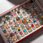 10/20/30/50 vnt./daug Boho mados prabangūs spalvingi cirkonio žiedai vyrams moterims Blingbling papuo&scaron;alai vakarėliui banketui įvairūs papuo&scaron;alai dovanos 15-22mm&50pcs gray