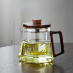 500/800 ml Storas ir kar&scaron;čiui atsparus stiklinis arbatinukas Arbatos virimo rinkinys su mediniu dangteliu ir arbatos sieteliu gray