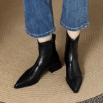 Moteri&scaron;ki a&scaron;triais priekiais ankle boots, vidutinio kulno, a&scaron;triais priekiais, odiniai, seksualūs Chelsea batai, madingo dizaino, žiemos naujiena, bateliai, dizainerio, trumpi, Botas Mujer 35
