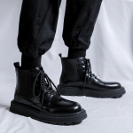 vyri&scaron;ki laisvalaikio platforminiai batai juodi madingi tikros odos batai verslo biuro aprangai kauboji&scaron;ki ankle boots pavasaris ruduo botas hombre 240 juoda