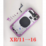 Korpusas XR į 16 PASIDARYK pats galinis dangtelis, 11 pana&scaron;us į 16 galinis korpusas iPhone XR 11 į 16 galinės baterijos vidurinio rėmo keitimo rėmas XR to 16 juoda