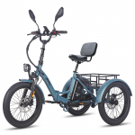 FAFREES F20 Mate L2E-P sertifikuotas, 20x3.0 sulankstomas elektrinis krovininis triratis, 48V 23.45Ah, 500W, 3 važiavimo režimai, maksimalus pagalbos nuotolis iki 125 km. pilk&scaron;vai melsva