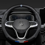 Volkswagen 38CM neslystanti automobilio vairo apdaila, anglies pluo&scaron;to tekstūra, VW GTI Polo Golf Passat Tiguan Arteon Touareg CC Taigo Caddy EO1