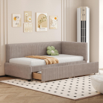 Apmu&scaron;ta lova Sofa-lova 90*200 Daugiafunkcionali lova su 2 dideliais stalčiais ir groteliniu rėmu Odai draugi&scaron;kas aksominis audinys Pilka 204.5 x 97 x 68 cm pilka