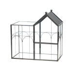 Juodo rėmo stiklinė vitrina-terariumas gėlių kompozicijoms ir lango palangei, su atidaromu skydeliu, 22 x 22 x 12 cm vitrinos dydis 1 gray
