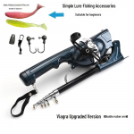 Diao De Le Itin trumpas sulankstomas jūros žvejybos kotas su valo ritės ir dviguba rankenėle Upgrade Version 1.31m + 6 Fishing Accessories
