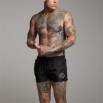 Muscleguys Workout Street Wear Vyri&scaron;ki laisvi bėgimo &scaron;ortai Bėgimo žygiams Trumpos bėgimo kelnės M juoda
