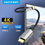 Vention Type C HDMI kabelis USB C į HDMI Thunderbolt 3, skirtas MacBook Samsung S9 Huawei Mate P20 Pro 4K HDMI adapteris 1.5m juoda
