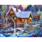 HUACAN deimantų mozaikos žiemos 5D DIY Kalėdų deimantų tapybos peizažas, pilnas kalnų kri&scaron;tolinio akmens mozaikos paveikslėlis 30*40 cm