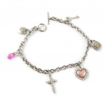 Les Tr&eacute;sors De Lily [D1383] - Bracelet Argent 'Pretty Woman' Blanc / Rose
