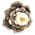 Les Tr&eacute;sors De Lily [L5112] - Bague Cr&eacute;ateur 'Rosa Romantica' blanc argent&eacute; balta