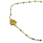 Les Tr&eacute;sors De Lily [R0235] - Bracelet cr&eacute;ateur Acier 'Arbre de Vie' turquoise dor&eacute; - 10x8 mm turkis