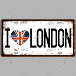 INEED Vintage Wall Decor Automobilio licencija Prancūzija Niujorkas JAV vėliava Metalinė plok&scaron;telė Garažas Automobilio numeris Metaliniai ženklai Variklio dekoratyvinis skardos ženklas 15x30cm