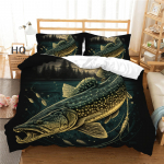3D Žvejybos Spaudos Patalių Komplektas Žvejybos Antklodės Užvalkalas Pagalvės Užvalkalas Vienguliui/dvigulei Lovai Pilno Dydžio Antklodės Užvalkalas Plaunamas Užtrauktuku Namų Dekoravimas Baby 100x135cm