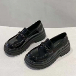 Juodas Loafer Storas dugnas Neslystantis lakinė oda &Scaron;viesus veido briti&scaron;ki odiniai batai Jk Sweet Love Lolita Paprastumas Kasdienis važiavimas Harajuku