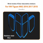 4 vnt. Automobilio durų rankenų dubenėlių rėmo lipdukai VW Volkswagen Tiguan 2 MK2 2016 2017 2018 apdailos dangtelio priedai Stainless Steel Blue