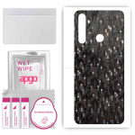 apgo Protective Skin Sticker for the back compatible with Realme 5, Wrap Film, Foil, Vinyl - Pattern Carbon Black Pixel
