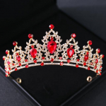 Vestuviniai Plaukai Tiara Kri&scaron;tolinė Vestuvinė Tiara Karūna Sidabro spalvos Diadem Veil Tiaras Vestuviniai Plaukų Priedai Galvos apdangalai Galvos Papuo&scaron;alai raudona