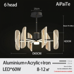 &Scaron;viestuvas Svetainės Valgomojo Miegamojo Minimalistinis LED akrilo liustra 6 headlights