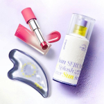 Espoir Water Splash Sun Serum 50ml SPF50+ PA+++ Moisturizing Sun Cream & No Wear Brightening Glow Lipstick 3g 2-piece set gray