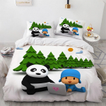Pocoyo patalynės komplektas 3D spausdintas antklodės užvalkalas ir pagalvės užvalkalas 2/3 vnt. Dvigulis Pilnas Karalienės Karali&scaron;kas Antklodės užvalkalas Namų tekstilė Vaikų dovanos 135x200cm-2pcs