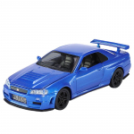 1/32 mastelio Nissan GTR R34 SKYLINE greito lydinio simuliacinis automobilio modelis Diecasts & Žaislinės transporto priemonės ir Įsiutę automobiliai Dekoravimo žaislai vaikams berniukui mėlyna