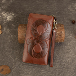 Pirmas sluoksnis karvės odos monetinė vintažinė įspaudais-laikymo rankinė daugiafunkcinė kortelių ilga piniginė violetinė