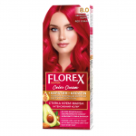 Florex Super ilgalaikiai plaukų dažai kremas - Suteikia jūsų plaukams gilų maitinimą, Padaro jūsų plaukus &scaron;velnius ir &scaron;ilko blizgesio. Red Coral 8.0