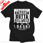 Straight Outta COMPTON Vyri&scaron;ki madingi medvilniniai mar&scaron;kinėliai Juodi Klasikinio filmo plakato grafiniai mar&scaron;kinėliai Gatvės drabužiai Vasariniai vyri&scaron;ki drabužiai Dovana L