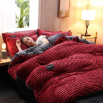 Keturių dalių žiemos triu&scaron;io aksomo patalynės komplektas: Flaneliniai antklodžių užvalkalai ir &scaron;iltos sutir&scaron;tintos antklodės 1.5m Bed (Duvet Cover 200x230cm, Four-piece Set)