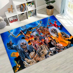 3D Geležinių Merginų Muzikos Grupės Meninis Kilimas-Takelis Miegamajam Svetainei Sofai Namų Durų Takelis Dekoras, Didelis Vaikams Neslystantis Grindų Takelis 60x90cm( 23x35in )