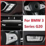 Car Steering Wheel Unlock headlight Buttons frame Covers Stickers Trim for BMW 3 series G20 G28 lnterior Auto Accessories C Model Silver
