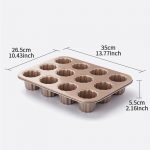 1 vnt. 6/12 pasirinkimo puodelis Rožinio aukso Canele forma su nelimpančia danga Anglies plieno medžiaga Gėlių forma Canel&eacute; keksiukų forma gray
